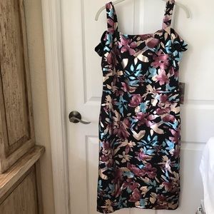 Beige by eci Black Floral Evening  Dress - Size 12